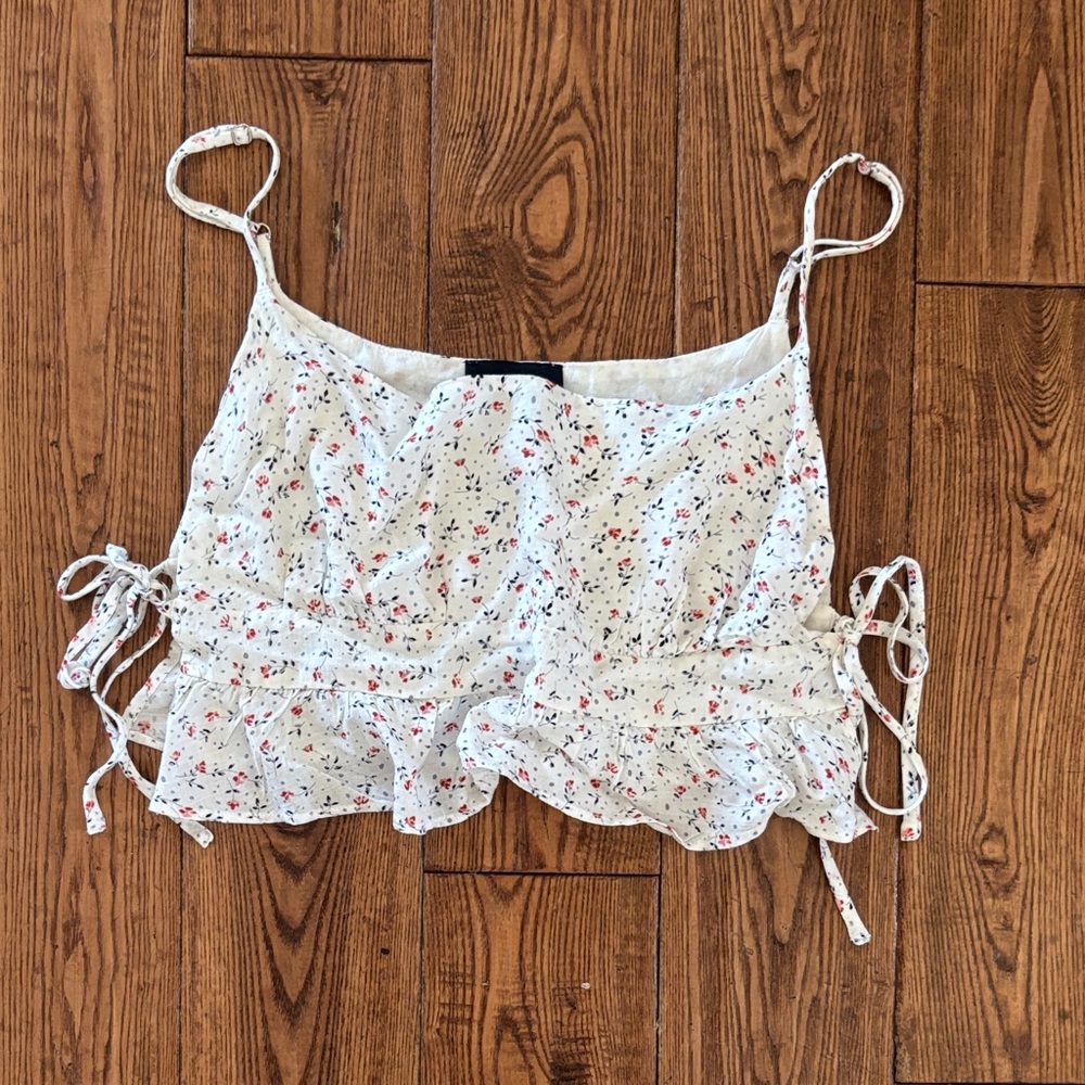Bardot White Floral Crop Top